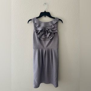 Adrianna Papell Sleeveless Midi Formal Dress In Silver/Grey With Floral Sz 8